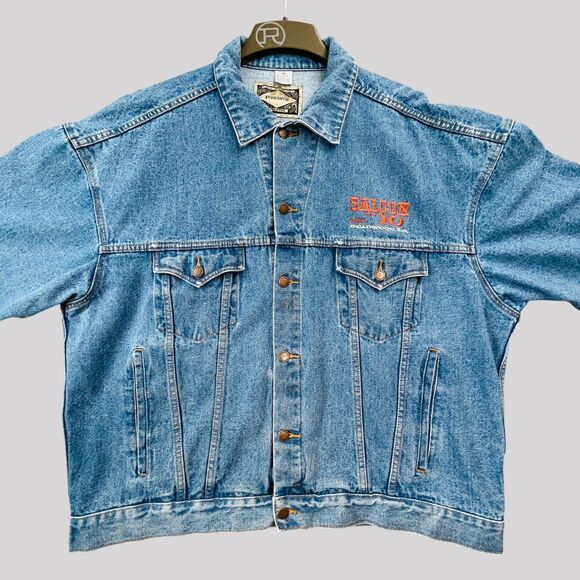 Vtg Saloon No 10 Denim Jacket Mens 3XL Deadwood Dakota Territory Embroidered - Picture 9 of 12